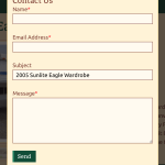 Screenshot of inventory contact form