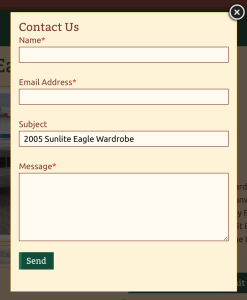 Screenshot of inventory contact form