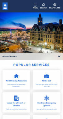 Mobile screenshot of stpaul.gov